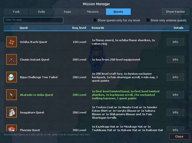 Story missions & quests