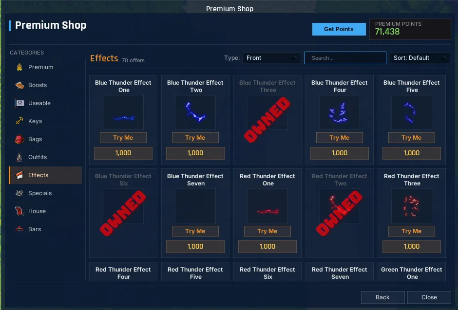 In-game premium shop